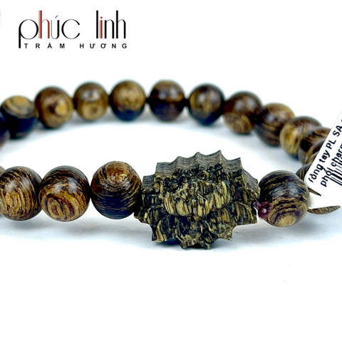 Vòng Tay Phúc Linh Sánh Quằn 8ly Phối Charm Sánh Hoa Sen