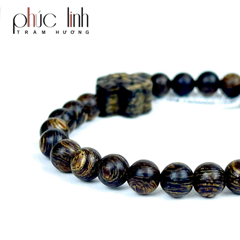 Vòng Tay Phúc Linh Sánh Quằn 6ly Phối Charm Trầm Cát Tường