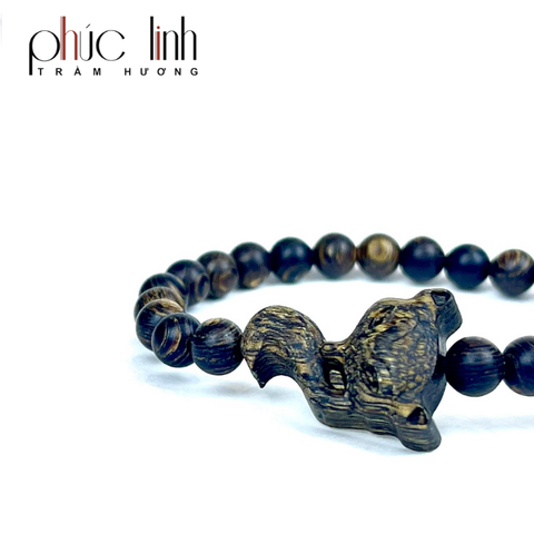 Vòng Tay Phúc Linh Sánh Quằn 6ly Phối Charm Trầm Hồ Ly