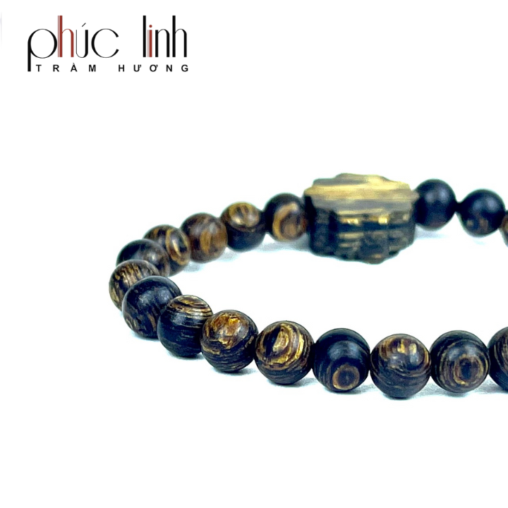 Vòng Tay Phúc Linh Sánh Quằn 6ly Phối Charm Trầm Hoa Sen