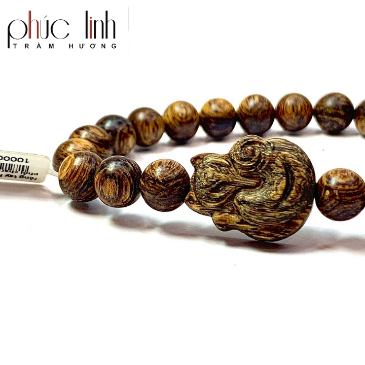 Vòng Tay Phúc Linh Sánh Quằn 8ly Phối Charm Sánh Hồ Ly
