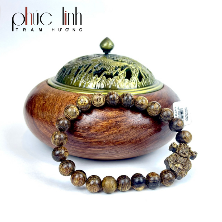 Vòng Tay Phúc Linh Sánh Quằn 8ly Phối Charm Sánh Thần Tài