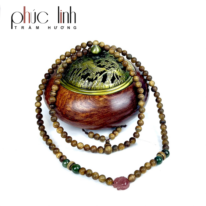 Vòng Cổ Phúc Linh Tốc Xám Quằn 6ly Phối Charm Hồ Ly Ngọc