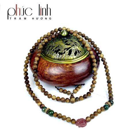 Vòng Cổ Phúc Linh Tốc Xám Quằn 6ly Phối Charm Hồ Ly Ngọc