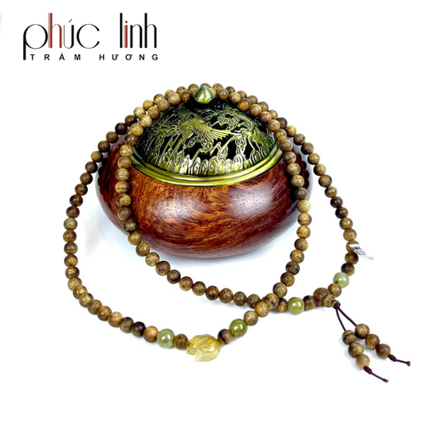 Vòng Cổ Phúc Linh Tốc Xám Quằn 6ly Phối Charm Hồ Ly Ngọc