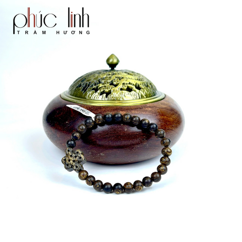 Vòng Tay Phúc Linh Sánh Quằn 6ly Phối Charm Trầm Cát Tường