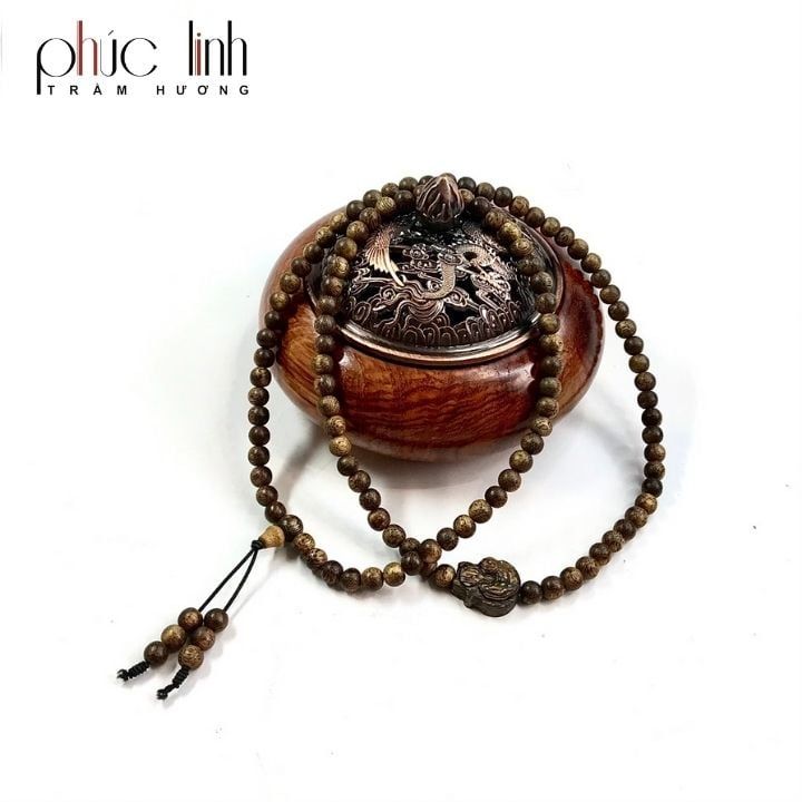 Vòng Cổ Phúc Linh Tốc Trầm 6ly Phối Charm Trầm Hồ Ly