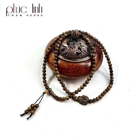 Vòng Cổ Phúc Linh Tốc Trầm 6ly Phối Charm Trầm Hồ Ly