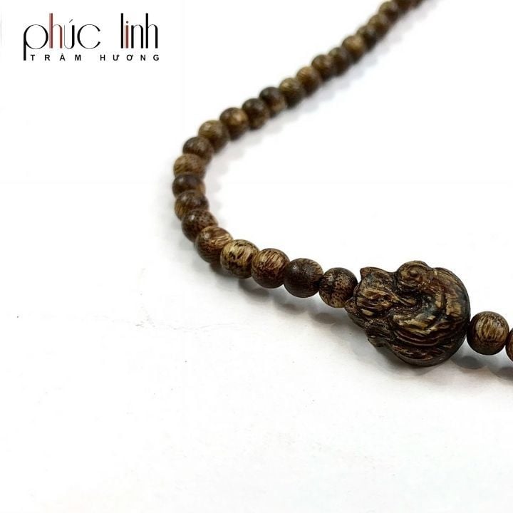 Vòng Cổ Phúc Linh Tốc Trầm 6ly Phối Charm Trầm Hồ Ly