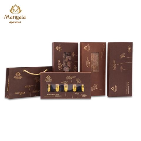 Bộ Quà Tặng Trầm Hương Hộp Trầm Sánh Cao Cấp MANGALA