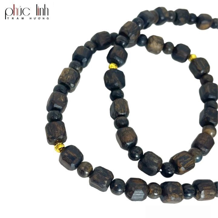 Bộ Trang Sức Trầm Hương Indo Nấu Dầu Khúc Kiểu Vuông
