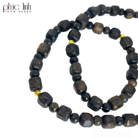Bộ Trang Sức Trầm Hương Indo Nấu Dầu Khúc Kiểu Vuông