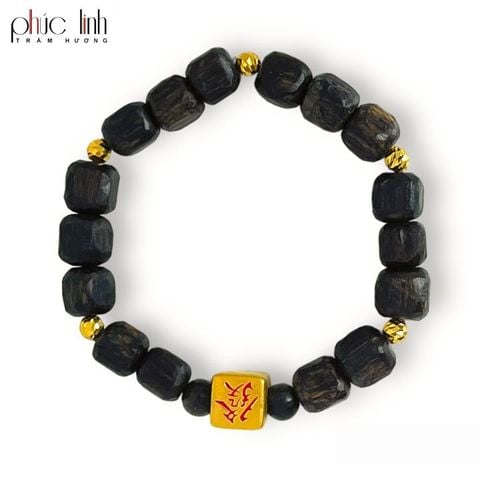 Bộ Trang Sức Trầm Hương Indo Nấu Dầu Khúc Kiểu Vuông