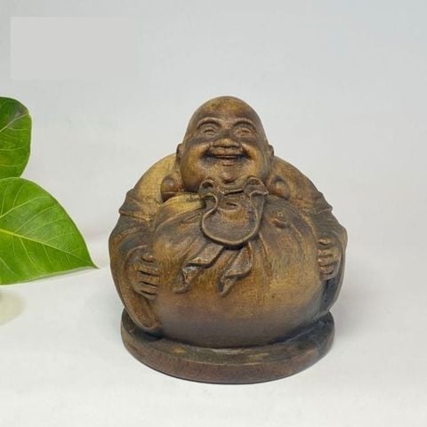Phật Di Lặc để Xe Ô Tô bằng Gỗ Trầm Hương Cao 13cm