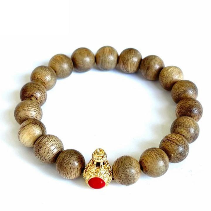 Vòng Tay Trầm Hương 10ly Mix Charm Hồ Lô Vàng Kim Mã