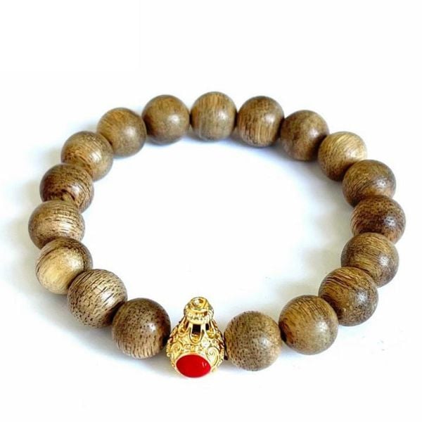 Vòng Tay Trầm Hương 10ly Mix Charm Hồ Lô Vàng Kim Mã