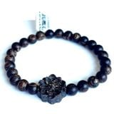 Vòng Tay Phúc Linh Sánh Quằn 6ly Phối Charm Trầm Hoa Sen