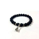 Vòng Tay Trầm Indo Ép Dầu Đen Mix Charm Bạc 8ly