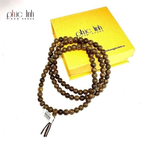 Dây Chuyền Tốc Tròn Ép Thêm Dầu Trầm Nguyên Chất Xám 8ly