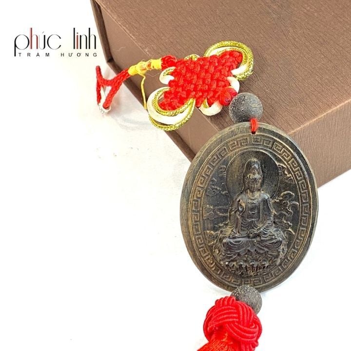Dây Treo Xe Ô Tô Trầm Indo Mặt Phật Nhỏ Hình Thoi