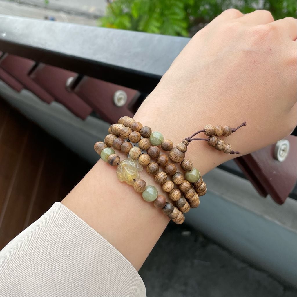Vòng Cổ Phúc Linh Tốc Xám Quằn 6ly Phối Charm Hồ Ly Ngọc