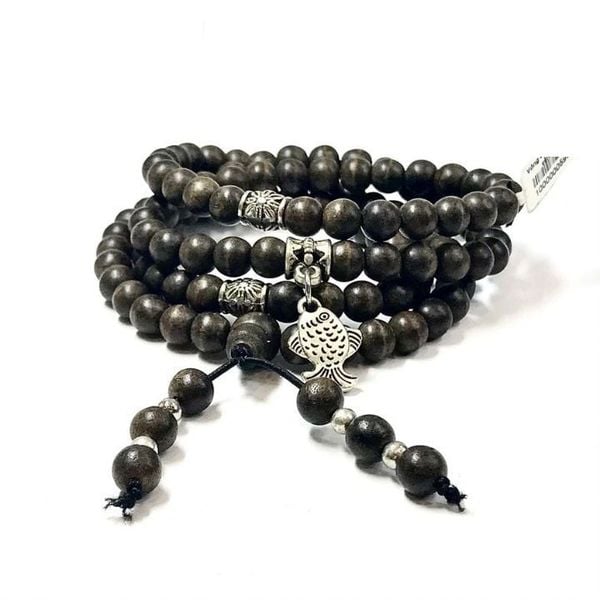 Vòng Cổ Tốc Tròn Ép Thêm Dầu Trầm Nguyên Chất Vàng 6ly Mix Charm Bạc