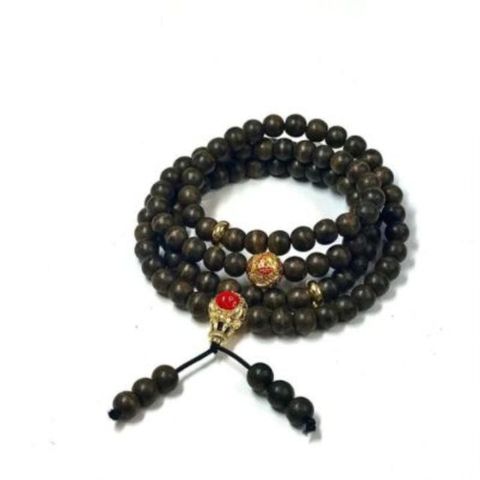 Vòng Cổ Tốc Tròn Ép Thêm Dầu Trầm Nguyên Chất Đặc Biệt 6ly Mix Charm Hồ Lô Đỏ
