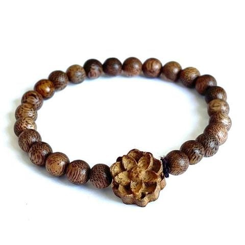 Vòng Tay Phúc Linh Tốc Xám Lào 6ly Phối Charm Trầm Hoa Sen