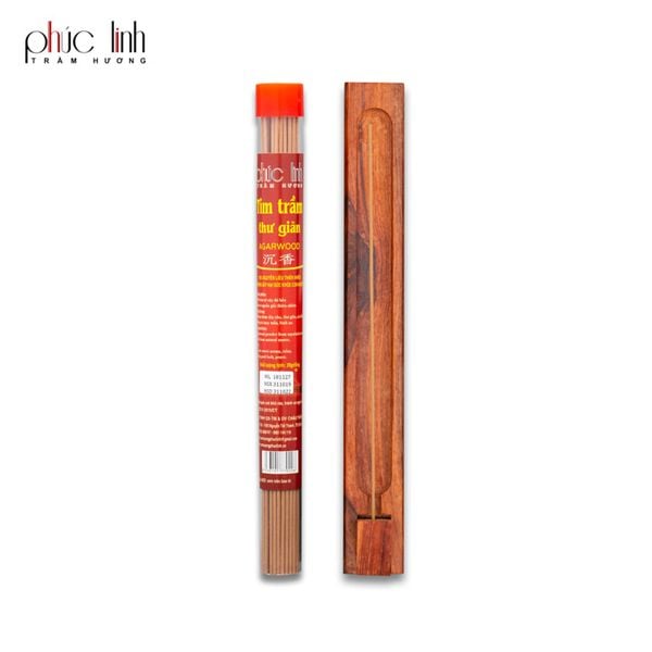 Tim Trầm Thư Giãn Không Tăm PHÚC LINH Nắp Đỏ Tặng Máng Gỗ Đốt