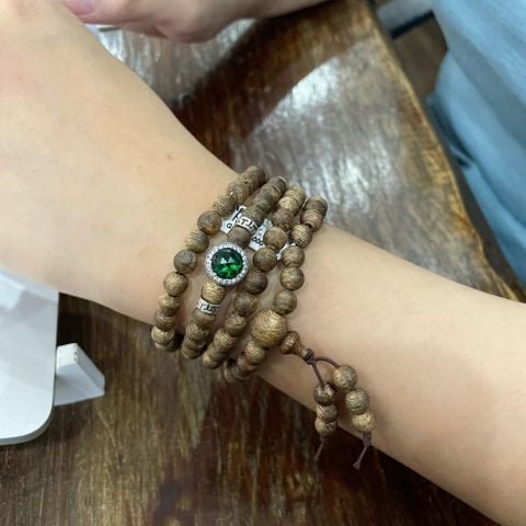 Vòng Cổ Tốc Xám Quằn 6ly Phối Charm Radian Bạc Đính Đá