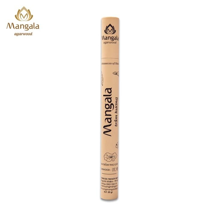 Nhang Trầm Không Tăm Cao Cấp MANGALA Ống Trắng - 20gr - 20cm