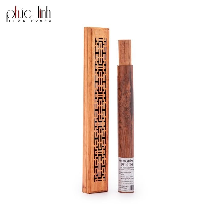Nhang Trầm Không Tăm Ống Gỗ PHÚC LINH | 20gr | 20cm | Tặng Lư Xông Gỗ