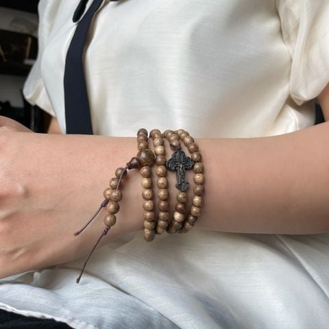 Vòng Cổ Phúc Linh Tốc Lào 6ly Phối Charm Trầm Thánh Giá