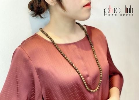 Dây Chuyền Tốc Tròn Ép Thêm Dầu Trầm Nguyên Chất Xám 8ly