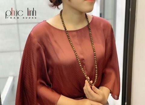 Vòng Cổ Tốc Tròn Ép Thêm Dầu Trầm Nguyên Chất Xám 8ly