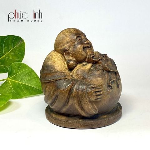 Tượng Phật Di Lặc để xe ô tô bằng Gỗ Trầm Hương Cao 9cm