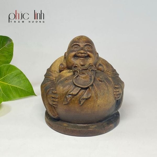 Tượng Phật Di Lặc để xe ô tô bằng Gỗ Trầm Hương Cao 9cm