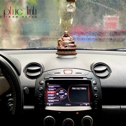 Tượng Di Lặc để xe ô tô bằng Gỗ Trầm Hương Chiều Cao 11cm