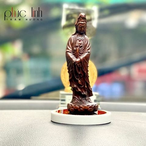 Tượng Phật Quan Âm Để Xe ô tô Gỗ Trầm Hương