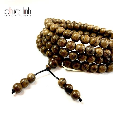 Vòng 108 Hạt Tốc Tròn Ép Thêm Dầu Trầm Nguyên Chất Đặc Biệt 8 Ly