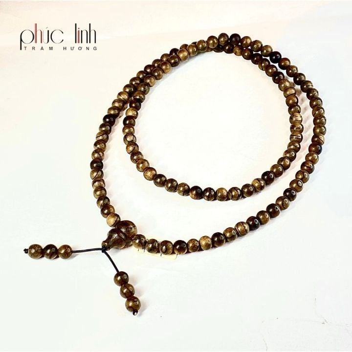 Vòng Cổ Tốc Tròn 108 Hạt Ép Thêm Dầu Trầm Nguyên Chất Đặc Biệt 6ly
