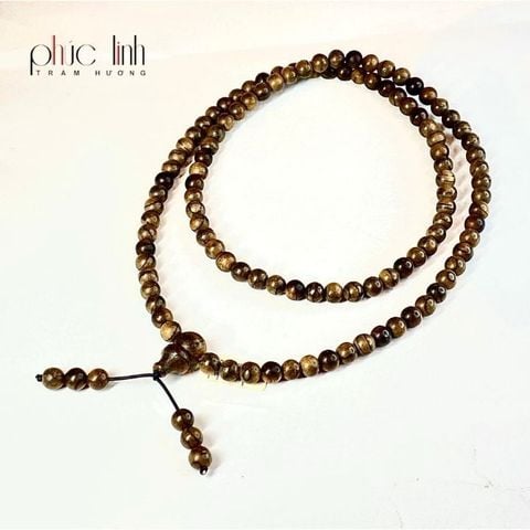 Vòng Cổ Tốc Tròn 108 Hạt Ép Thêm Dầu Trầm Nguyên Chất Đặc Biệt 6ly