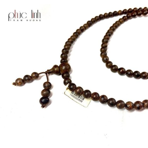 Vòng Cổ Tốc Tròn 108 Hạt Ép Thêm Dầu Trầm Nguyên Chất Đen 6ly