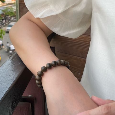 Vòng Tay Tốc Tròn Ép Thêm Dầu Trầm Nguyên Chất Vàng 10 Ly