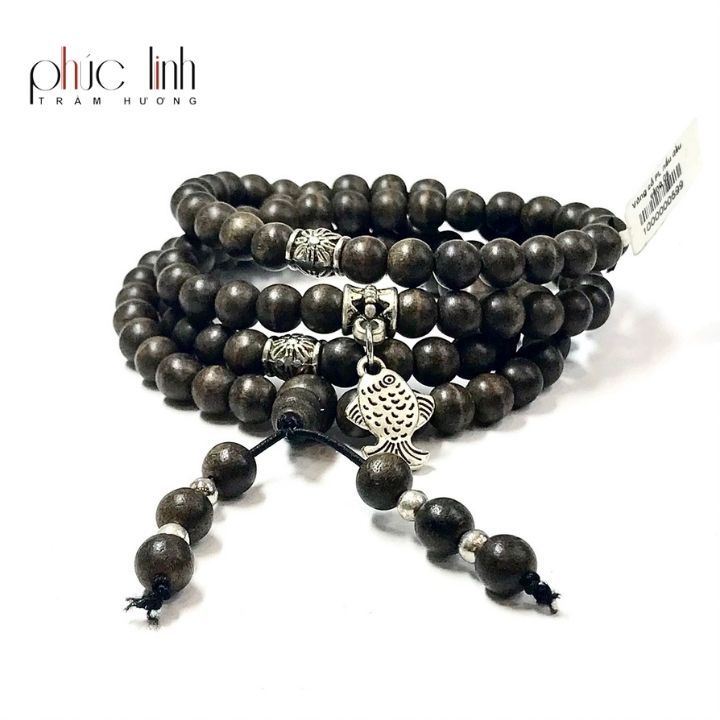 Vòng Cổ Tốc Tròn Ép Thêm Dầu Trầm Nguyên Chất Vàng 6ly Mix Charm Bạc