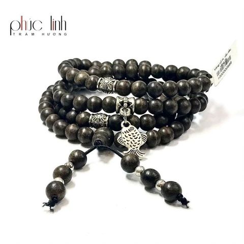 Vòng Cổ Tốc Tròn Ép Thêm Dầu Trầm Nguyên Chất Vàng 6ly Mix Charm Bạc