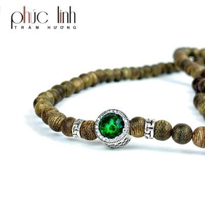 Vòng Cổ Tốc Xám Quằn 6ly Phối Charm Radian Bạc Đính Đá