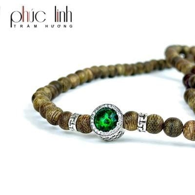 Vòng Cổ Tốc Xám Quằn 6ly Phối Charm Radian Bạc Đính Đá