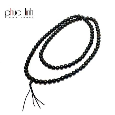 Vòng Cổ Tốc Tròn Ép Thêm Dầu Trầm Nguyên Chất Đen 8ly