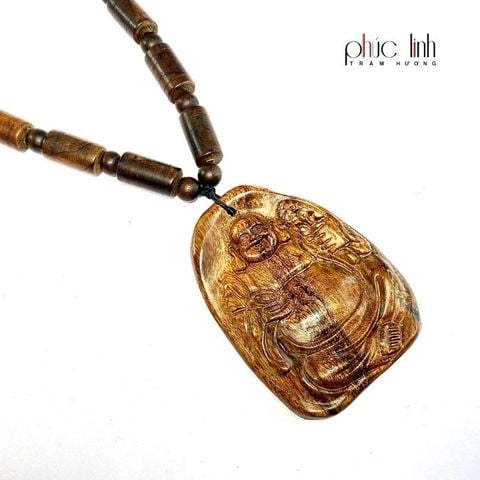 Vòng Đeo Cổ Trầm Khúc Nấu Dầu + Mặt phật di lặc trầm hương
